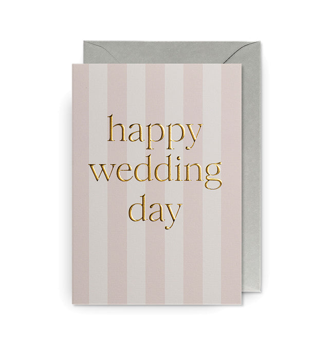 Happy Wedding Day Pastel Stripes Greeting Card
