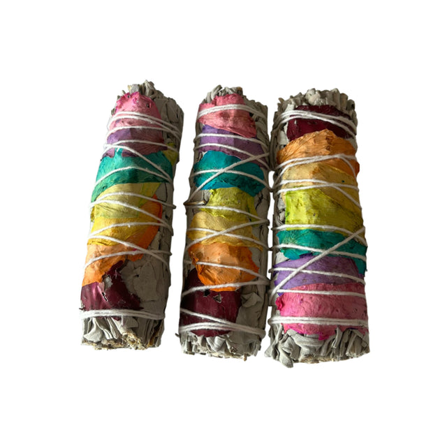 White Sage And Chakra Petals Smudge Sticks